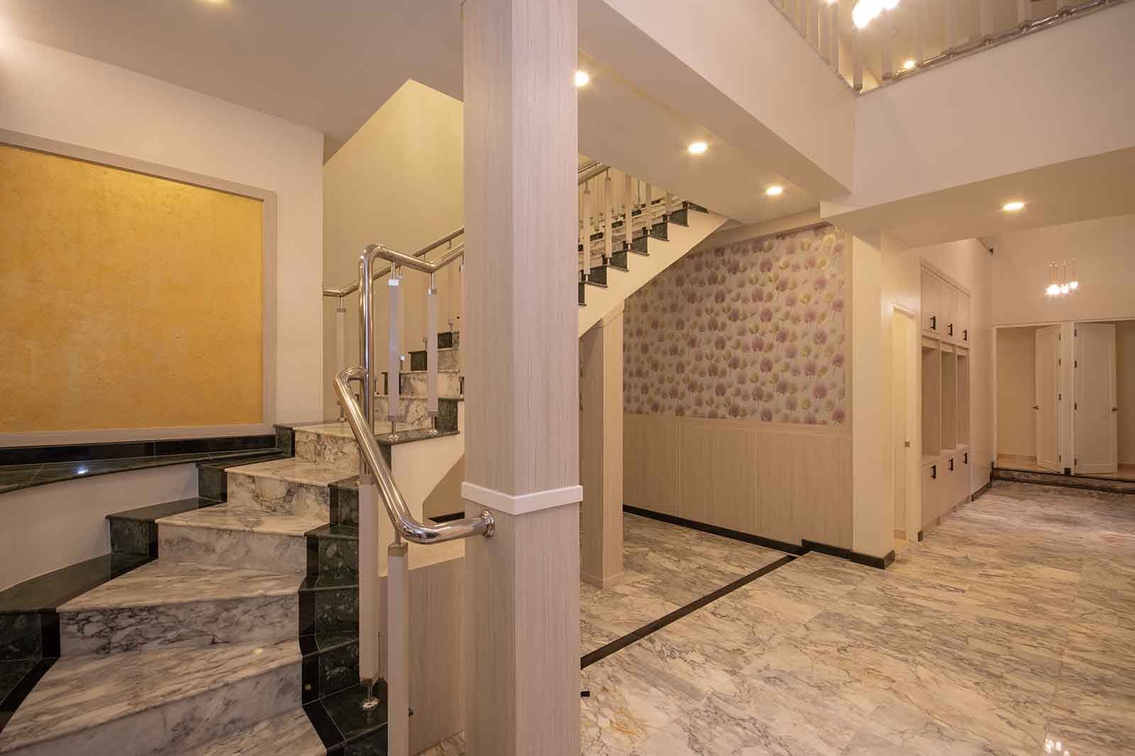 The double-height entrance hall